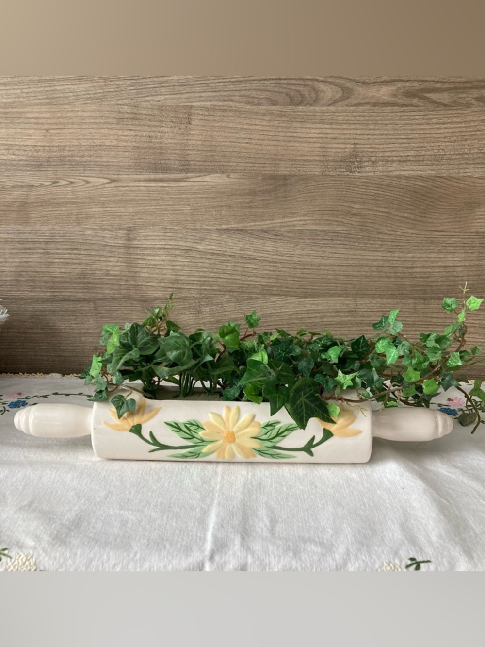 Vintage Floral Grandma Core
Wall Ceramic Rolling Pin planter or Shelf Sitter